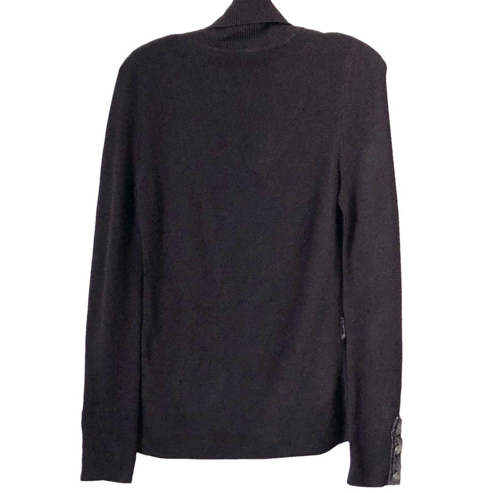 Mocha Vintage 90s Turtleneck Sweater Slim Angora Blend Velvet & Button Trim S - Picture 2 of 10